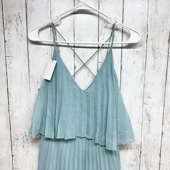 Asos Dress Women Size 4 Pleated Sleeveless Crop Top Midi Crossback Elegant Glam - Picture 1 of 6